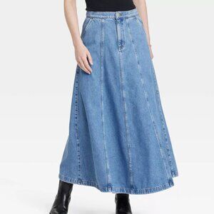 Universal Thread Women's Denim Circle Medium Wash Maxi Skirt